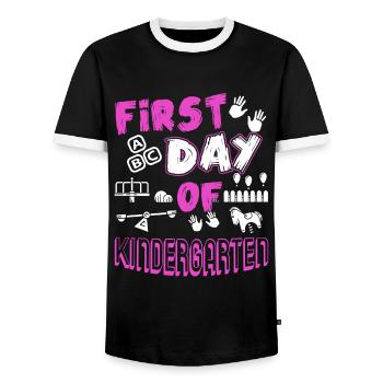 Kindergarten Teacher First Day Of Kindergarten - Men's Ringer Shirt - black/white - Front - AI Model Female 172 light (172cm) & AI Model Male 178 light (178cm)
