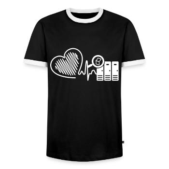 Librarian Librarian Heartbeat - Men's Ringer Shirt - black/white - Front - AI Model Female 172 light (172cm) & AI Model Male 178 light (178cm)