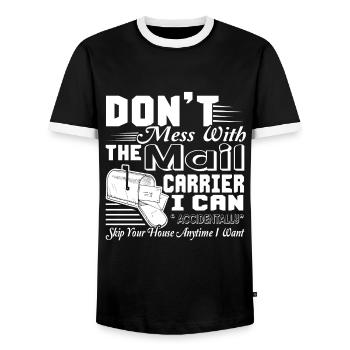 Mail Carrier Don't Mess With Mail Carrier - Men's Ringer Shirt - black/white - Front - AI Model Female 172 light (172cm) & AI Model Male 178 light (178cm)