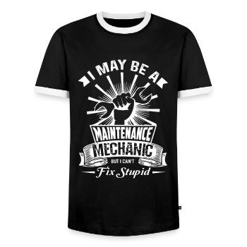 Maintenance Mechanic Cannot Fix Stupid - Men's Ringer Shirt - black/white - Front - AI Model Female 172 light (172cm) & AI Model Male 178 light (178cm)