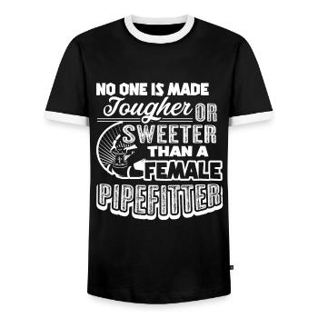 No One Is Made Sweeter Than A Female Pipefitter - Men's Ringer Shirt - black/white - Front - AI Model Female 172 light (172cm) & AI Model Male 178 light (178cm)