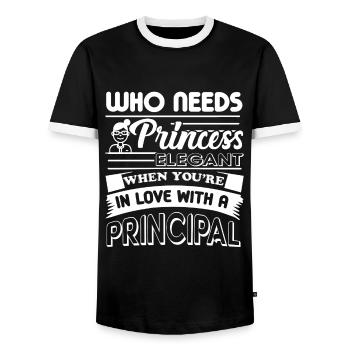 Principal In Love With Principal - Men's Ringer Shirt - black/white - Front - AI Model Female 172 light (172cm) & AI Model Male 178 light (178cm)