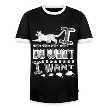 Savannah Cat I Do What I Want - Men's Ringer Shirt - black/white - Front - AI Model Female 172 light (172cm) & AI Model Male 178 light (178cm)