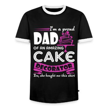 Cake Decorator Cake Decorator Dad - Men's Ringer Shirt - black/white - Front - AI Model Female 172 light (172cm) & AI Model Male 178 light (178cm)