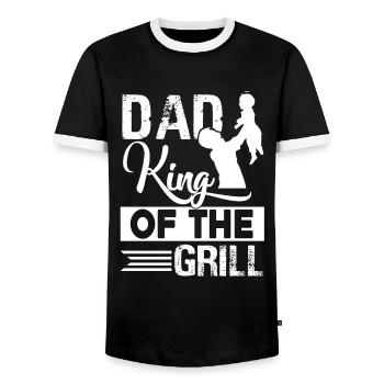 Father's Day Dad King Of Grill - Men's Ringer Shirt - black/white - Front - AI Model Female 172 light (172cm) & AI Model Male 178 light (178cm)