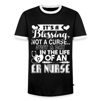 ER Nurse ER Nurse Life - Men's Ringer Shirt - black/white - Front - AI Model Female 172 light (172cm) & AI Model Male 178 light (178cm)