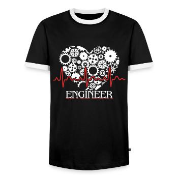 Engineer Engineer Heartbeat - Men's Ringer Shirt - black/white - Front - AI Model Female 172 light (172cm) & AI Model Male 178 light (178cm)