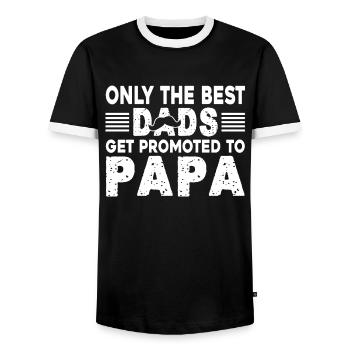 Father's Day Best Dads Promoted To Papa - Men's Ringer Shirt - black/white - Front - AI Model Female 172 light (172cm) & AI Model Male 178 light (178cm)