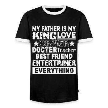 Father's Day Love My Father - Men's Ringer Shirt - black/white - Front - AI Model Female 172 light (172cm) & AI Model Male 178 light (178cm)