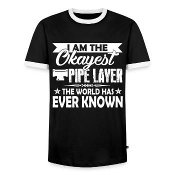 I Am The Okayest Pipelayer - Men's Ringer Shirt - black/white - Front - AI Model Female 172 light (172cm) & AI Model Male 178 light (178cm)