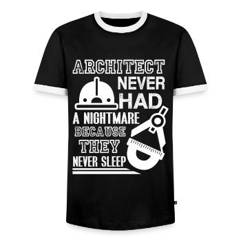 Architect Never Had Nightmare - Men's Ringer Shirt - black/white - Front - AI Model Female 172 light (172cm) & AI Model Male 178 light (178cm)