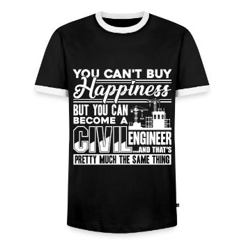 Civil Engineer Civil Engineer Happiness - Men's Ringer Shirt - black/white - Front - AI Model Female 172 light (172cm) & AI Model Male 178 light (178cm)