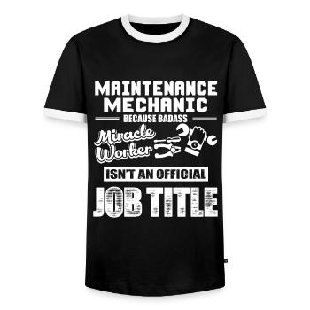 Maintenance Mechanic Isn't An Official Job Title - Men's Ringer Shirt - black/white - Front - AI Model Female 172 light (172cm) & AI Model Male 178 light (178cm)