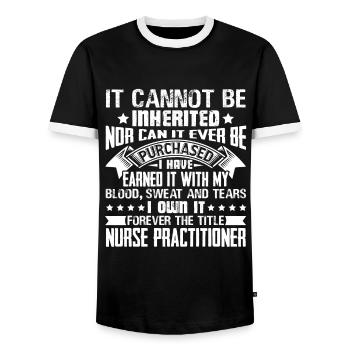 Forever The Title Nurse Practitioner - Men's Ringer Shirt - black/white - Front - AI Model Female 172 light (172cm) & AI Model Male 178 light (178cm)