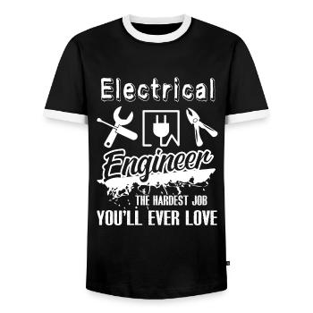 Electrical Engineer The Hardest Job - Men's Ringer Shirt - black/white - Front - AI Model Female 172 light (172cm) & AI Model Male 178 light (178cm)