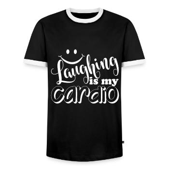 Comedian Laughing Is My Cardio - Men's Ringer Shirt - black/white - Front - AI Model Female 172 light (172cm) & AI Model Male 178 light (178cm)