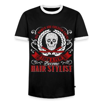Hair Stylist Proud Hair Stylist - Men's Ringer Shirt - black/white - Front - AI Model Female 172 light (172cm) & AI Model Male 178 light (178cm)