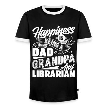 Librarian Dad Grandpa And Librarian - Men's Ringer Shirt - black/white - Front - AI Model Female 172 light (172cm) & AI Model Male 178 light (178cm)