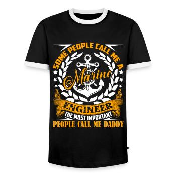 Marine Engineer Marine Engineer Daddy - Men's Ringer Shirt - black/white - Front - AI Model Female 172 light (172cm) & AI Model Male 178 light (178cm)