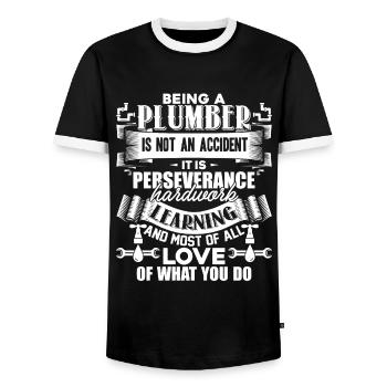 Plumber Being A Plumber - Men's Ringer Shirt - black/white - Front - AI Model Female 172 light (172cm) & AI Model Male 178 light (178cm)