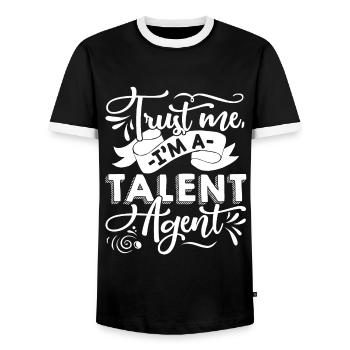 Talent Agent Trust Me I am A Talent Agent - Men's Ringer Shirt - black/white - Front - AI Model Female 172 light (172cm) & AI Model Male 178 light (178cm)