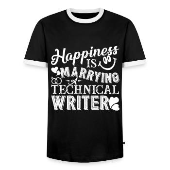 Technical Writer Marrying A Technical Writer - Men's Ringer Shirt - black/white - Front - AI Model Female 172 light (172cm) & AI Model Male 178 light (178cm)