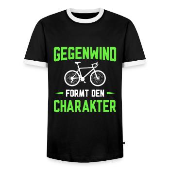 Gegenwind formt den Charakter - Männer Kontrast-T-Shirt - Schwarz/Weiß - Vorne - AI Model Female 172 light (172cm) & AI Model Male 178 light (178cm)