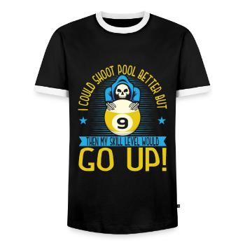 Pool Player Cue Sports Billiards - Men's Ringer Shirt - black/white - Front - AI Model Female 172 light (172cm) & AI Model Male 178 light (178cm)