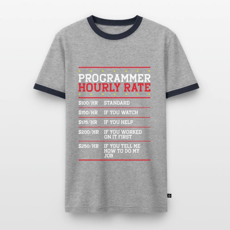 Programmeur Tarif horaire Support Codeur Main-d’œuvre IT T-shirt contrasté Homme