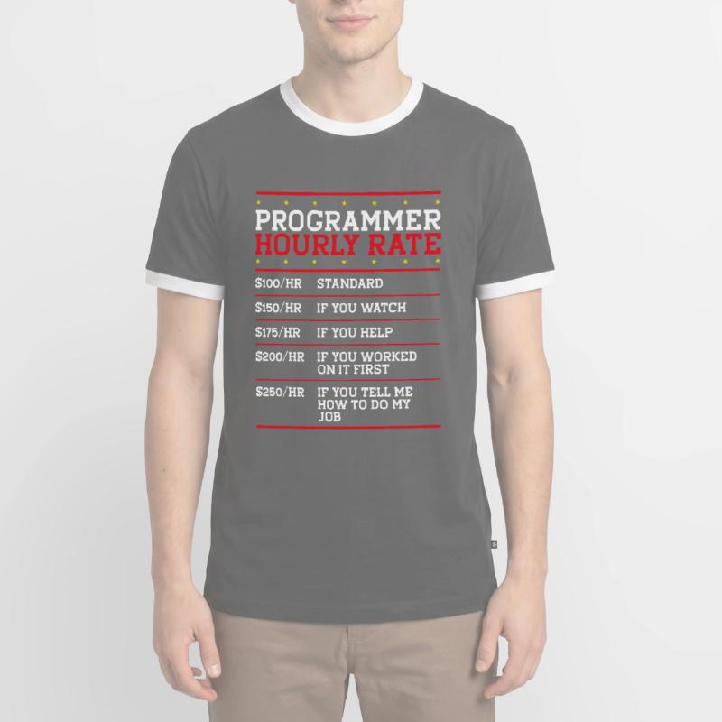 Programmer Hourly Rate Support Coder Labor IT Men's Ringer Shirt