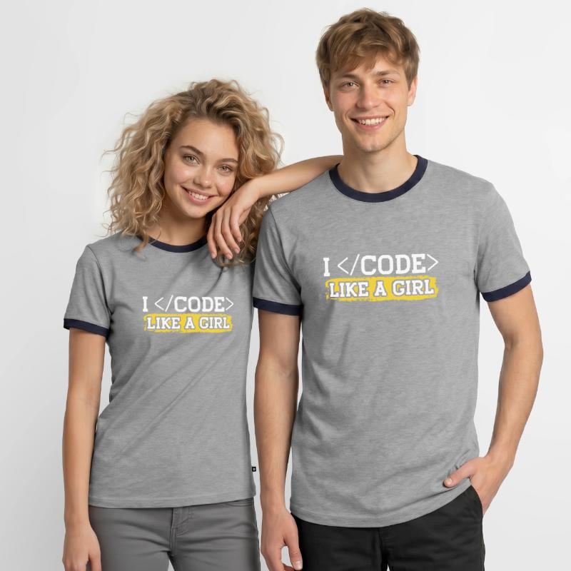 Codage comme une fille programmeur programmeur Coder T-shirt contrasté Homme