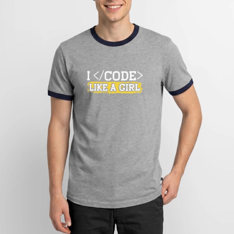 Codage comme une fille programmeur programmeur Coder T-shirt contrasté Homme