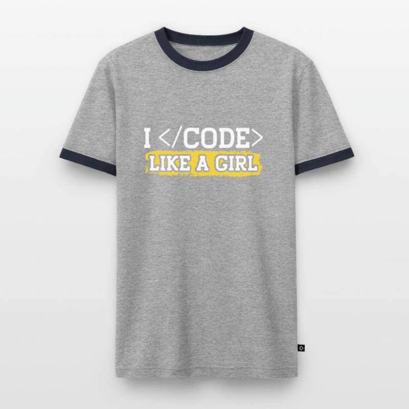 Codage comme une fille programmeur programmeur Coder T-shirt contrasté Homme
