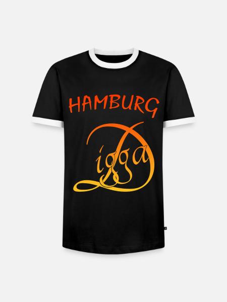 Hamburg Digga, Digga Hamburg - Männer Kontrast-T-Shirt - Schwarz/Weiß