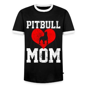 Maman Pitbull Amour Maman Unique - T-shirt contrasté Homme - noir/blanc - Devant - AI Model Female 172 light (172cm) & AI Model Male 178 light (178cm)