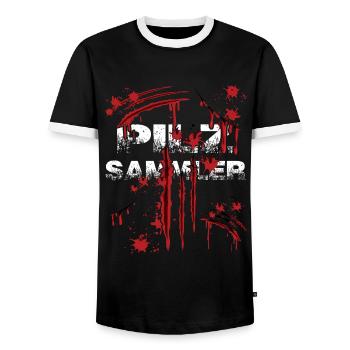 pilzzeit pilzsammler sammelt pilze - Männer Kontrast-T-Shirt - Schwarz/Weiß - Vorne - AI Model Female 172 light (172cm) & AI Model Male 178 light (178cm)