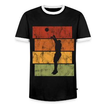 Basketball Retro Basketball Player Basketball Player - Men's Ringer Shirt - black/white - Front - AI Model Female 172 light (172cm) & AI Model Male 178 light (178cm)