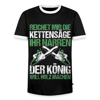 Der König Will Holz Machen Holzfäller Holz hacken - Männer Kontrast-T-Shirt - Schwarz/Weiß - Vorne - AI Model Female 172 light (172cm) & AI Model Male 178 light (178cm)