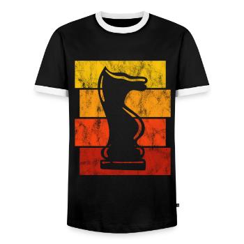 Schachfigur Retro Schachspieler Schachmatt Schach - Männer Kontrast-T-Shirt - Schwarz/Weiß - Vorne - AI Model Female 172 light (172cm) & AI Model Male 178 light (178cm)
