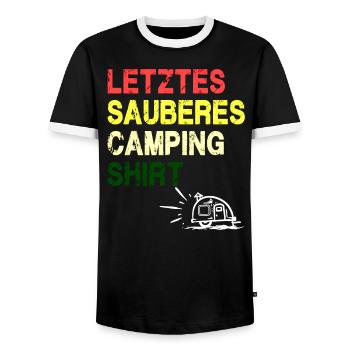 Letztes sauberes Camping Shirt - Männer Kontrast-T-Shirt - Schwarz/Weiß - Vorne - AI Model Female 172 light (172cm) & AI Model Male 178 light (178cm)