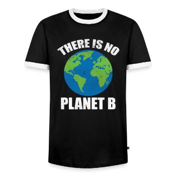 There Is No Planet B - Men's Ringer Shirt - black/white - Front - AI Model Female 172 light (172cm) & AI Model Male 178 light (178cm)