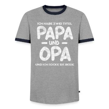 Ich habe zwei titel papa und opa - Männer Kontrast-T-Shirt - Grau/Navy  - Vorne - AI Model Female 172 light (172cm) & AI Model Male 178 light (178cm)