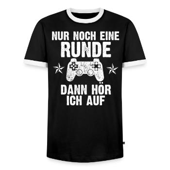 Nur noch eine Runde dann hör ich auf - Männer Kontrast-T-Shirt - Schwarz/Weiß - Vorne - AI Model Female 172 light (172cm) & AI Model Male 178 light (178cm)