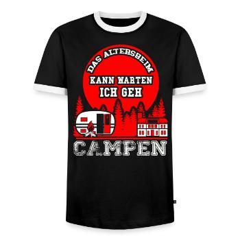 Das Altersheim kann warten ich geh Campen - Männer Kontrast-T-Shirt - Schwarz/Weiß - Vorne - AI Model Female 172 light (172cm) & AI Model Male 178 light (178cm)