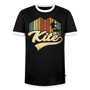 Vintage Kitesurfing Design - Männer Kontrast-T-Shirt - Schwarz/Weiß - Vorne - AI Model Female 172 light (172cm) & AI Model Male 178 light (178cm)