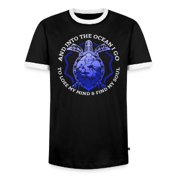 And Into The Ocean I Go To Save The Turtles - Men's Ringer Shirt - black/white - Front - AI Model Female 172 light (172cm) & AI Model Male 178 light (178cm)