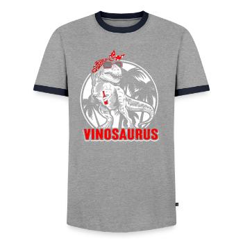 Vinosaurus - Men's Ringer Shirt - grey/navy  - Front - AI Model Female 172 light (172cm) & AI Model Male 178 light (178cm)