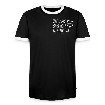 Zu vino sag ich nie no - Männer Kontrast-T-Shirt - Schwarz/Weiß - Vorne - AI Model Female 172 light (172cm) & AI Model Male 178 light (178cm)