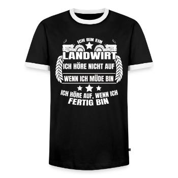 Ich bin Landwirt Ich höre auf wenn ich fertig bin - Männer Kontrast-T-Shirt - Schwarz/Weiß - Vorne - AI Model Female 172 light (172cm) & AI Model Male 178 light (178cm)