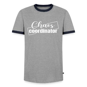 Coordinateur du chaos - T-shirt contrasté Homme - gris/marine  - Devant - AI Model Female 172 light (172cm) & AI Model Male 178 light (178cm)